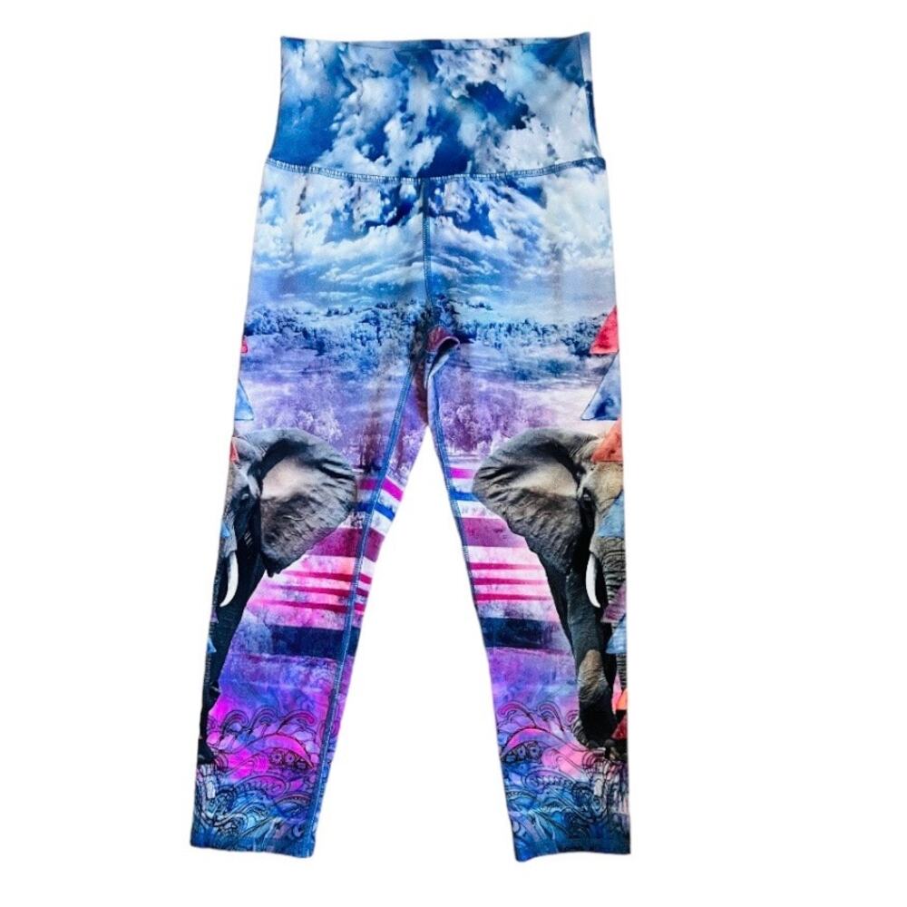 EVCR Evolution and Creation Elephant Cropped Leggings Size Small